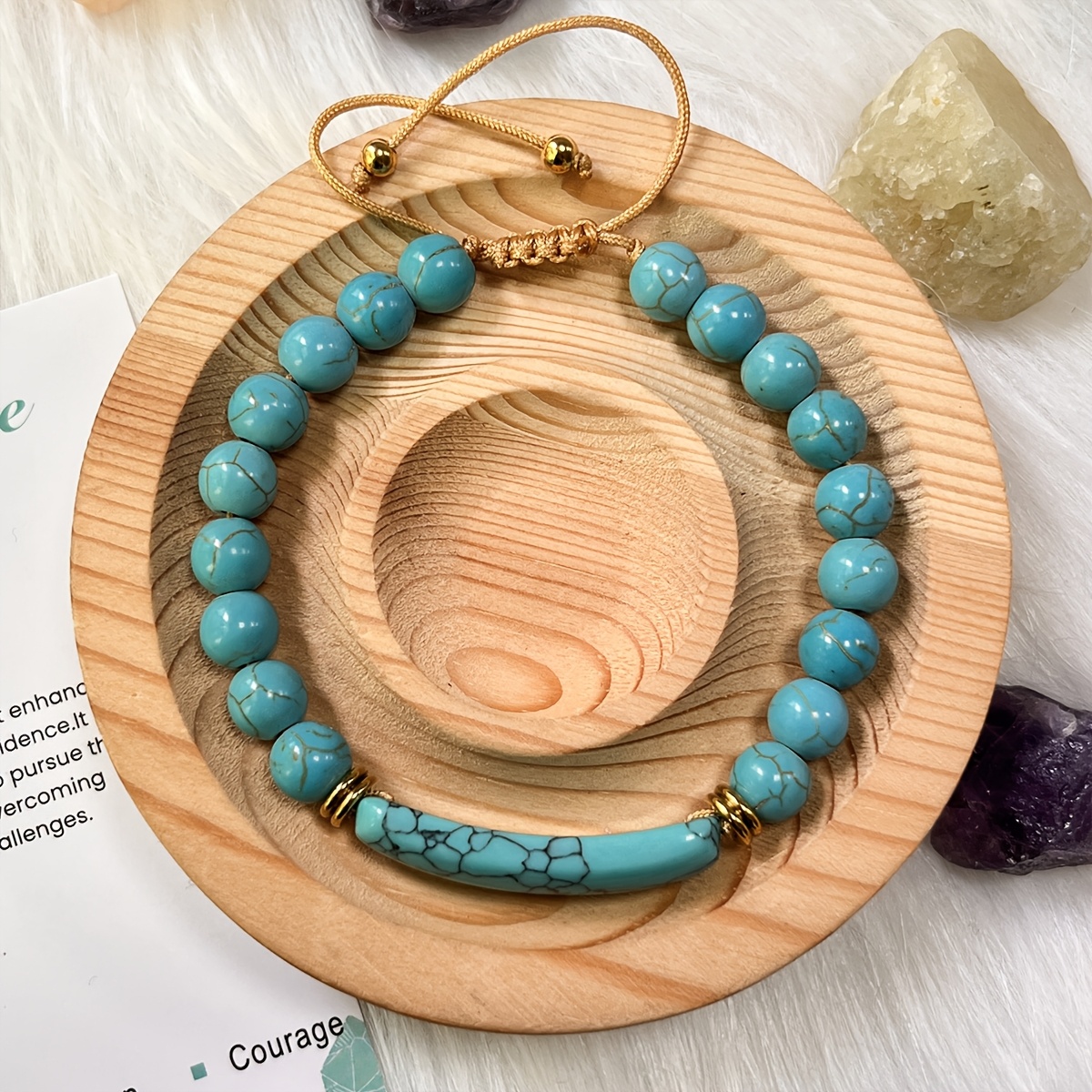 Courage & Confidence Blue Turquoise Bracelet, Bohemian Style